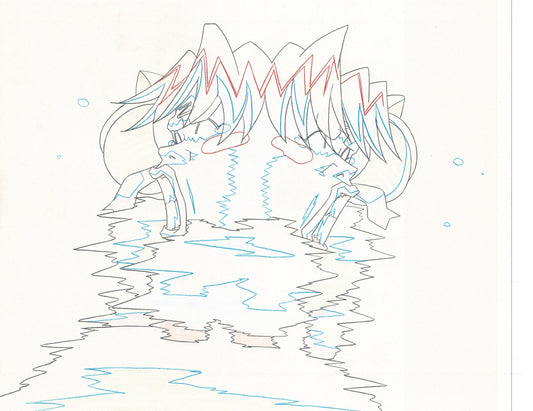 Excel Saga Anime Lot of 2 Production Animation Cel Drawings 2000 BE-27