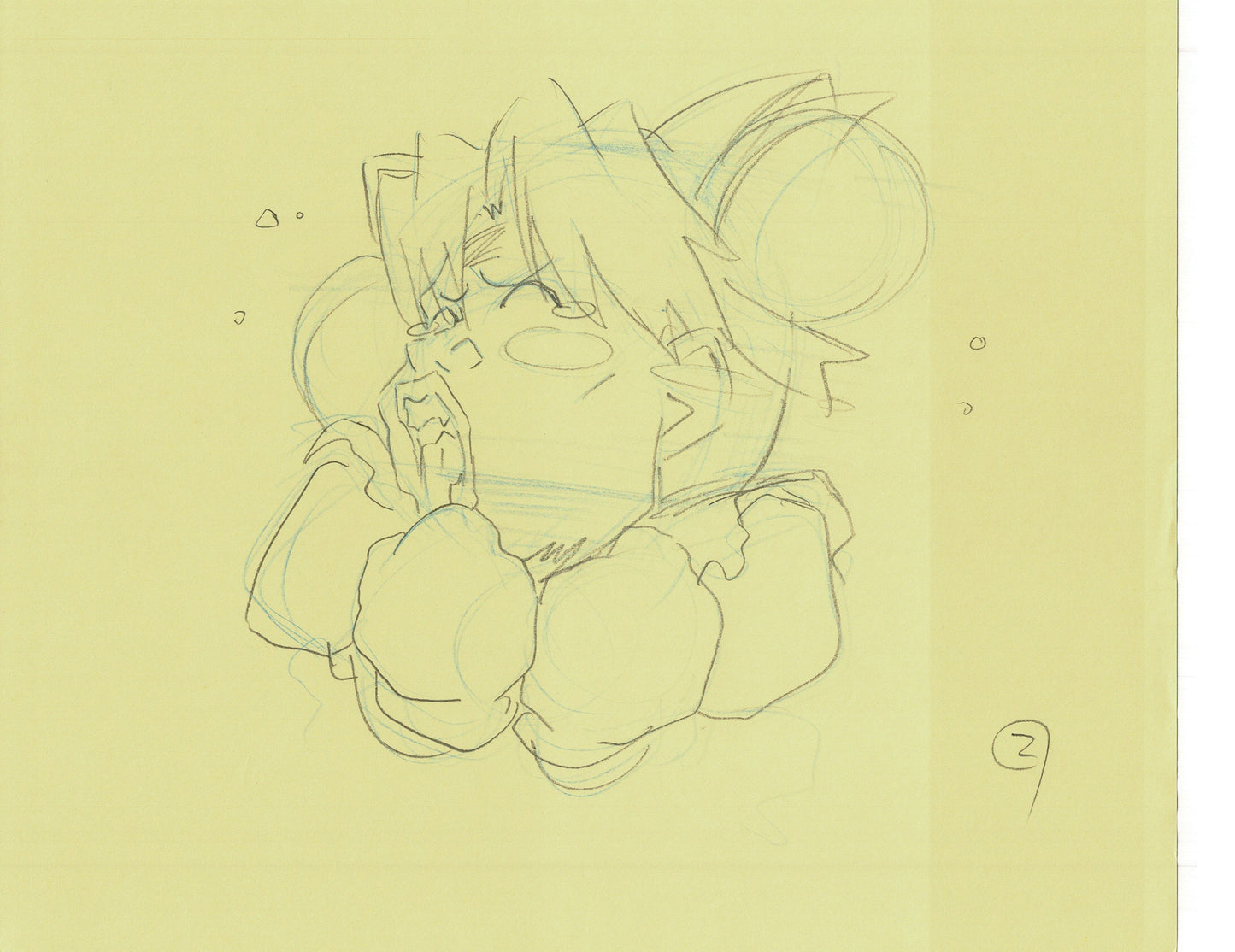 Excel Saga Anime Lot of 2 Production Animation Cel Drawings 2000 BE-33