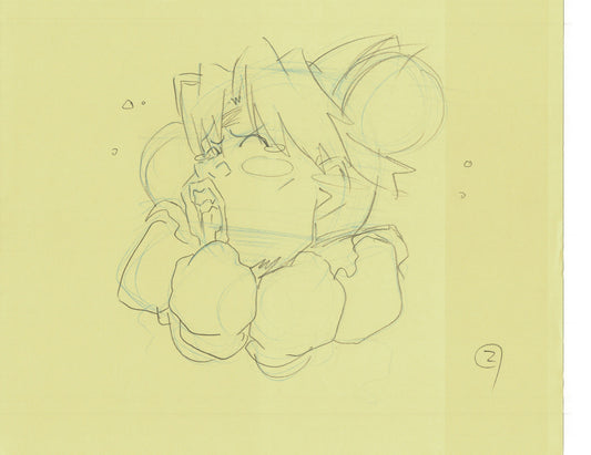 Excel Saga Anime Lot of 2 Production Animation Cel Drawings 2000 BE-33