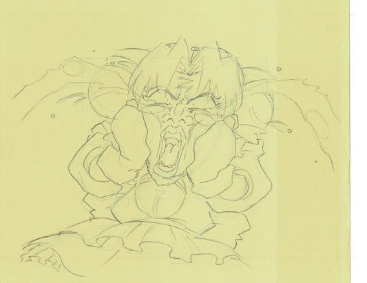 Excel Saga Anime Lot of 2 Production Animation Cel Drawings 2000 BE-35