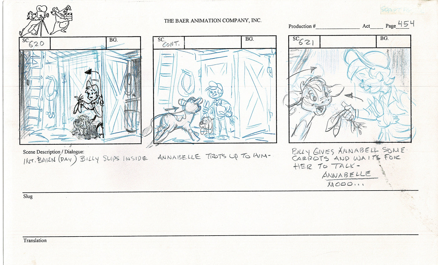 Annabelle's Wish Christmas Cartoon Animation Production Storyboard Cow from FOX 1997 A-005