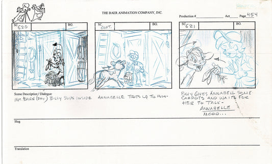Annabelle's Wish Christmas Cartoon Animation Production Storyboard Cow from FOX 1997 A-005