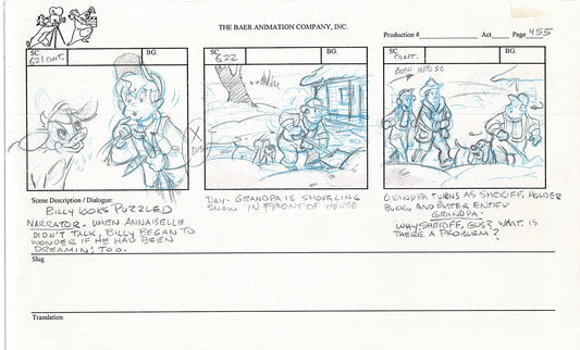 Annabelle's Wish Christmas Cartoon Animation Production Storyboard Cow from FOX 1997 A-006