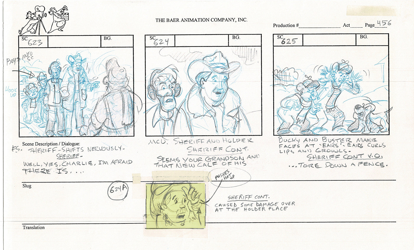 Annabelle's Wish Christmas Cartoon Animation Production Storyboard Cow from FOX 1997 A-007