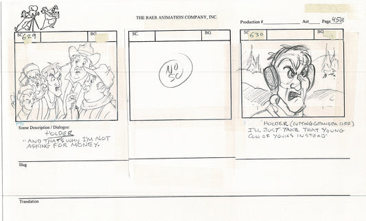 Annabelle's Wish Christmas Cartoon Animation Production Storyboard Cow from FOX 1997 A-009