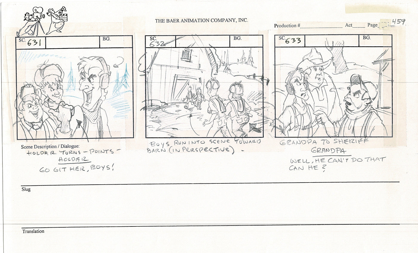 Annabelle's Wish Christmas Cartoon Animation Production Storyboard Cow from FOX 1997 A-010