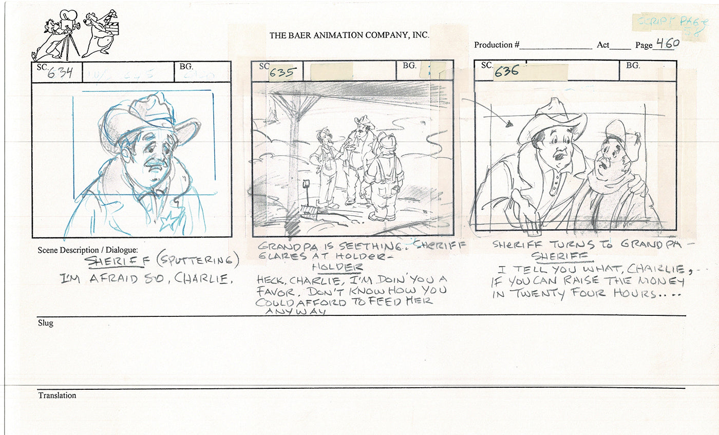 Annabelle's Wish Christmas Cartoon Animation Production Storyboard Cow from FOX 1997 A-011
