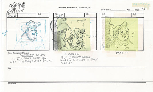 Annabelle's Wish Christmas Cartoon Animation Production Storyboard Cow from FOX 1997 A-012