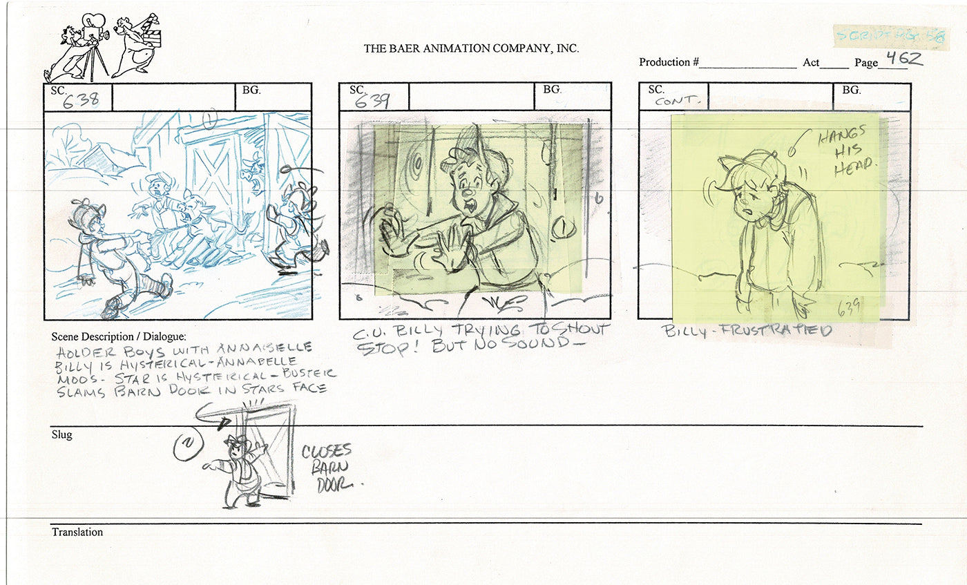 Annabelle's Wish Christmas Cartoon Animation Production Storyboard Cow from FOX 1997 A-013