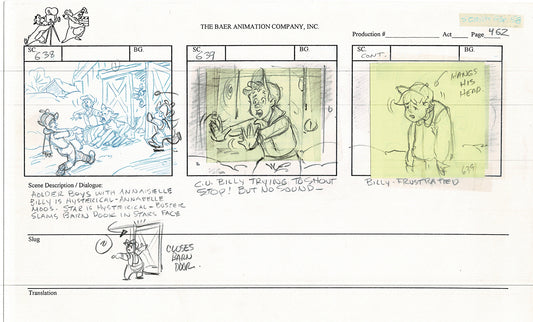 Annabelle's Wish Christmas Cartoon Animation Production Storyboard Cow from FOX 1997 A-013