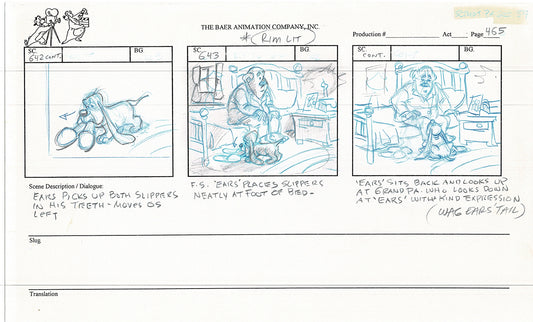 Annabelle's Wish Christmas Cartoon Animation Production Storyboard Cow from FOX 1997 A-016