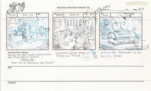 Annabelle's Wish Christmas Cartoon Animation Production Storyboard Cow from FOX 1997 A-018