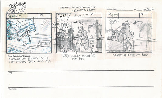 Annabelle's Wish Christmas Cartoon Animation Production Storyboard Cow from FOX 1997 A-019
