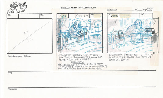 Annabelle's Wish Christmas Cartoon Animation Production Storyboard Cow from FOX 1997 A-020