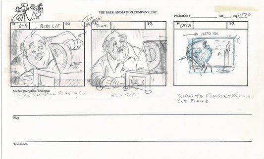 Annabelle's Wish Christmas Cartoon Animation Production Storyboard Cow from FOX 1997 A-021