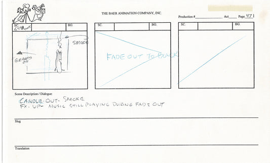 Annabelle's Wish Christmas Cartoon Animation Production Storyboard Cow from FOX 1997 A-022