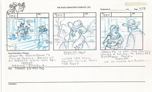 Annabelle's Wish Christmas Cartoon Animation Production Storyboard Cow from FOX 1997 A-024