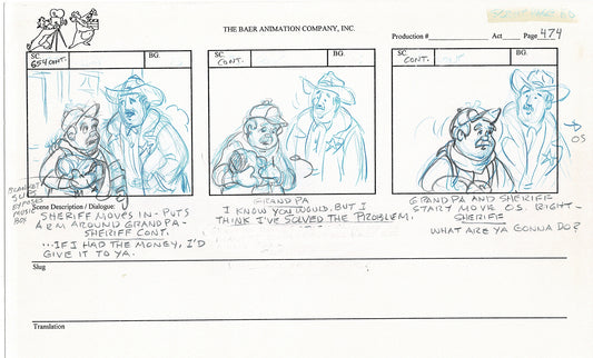 Annabelle's Wish Christmas Cartoon Animation Production Storyboard Cow from FOX 1997 A-025