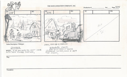 Annabelle's Wish Christmas Cartoon Animation Production Storyboard Cow from FOX 1997 A-026