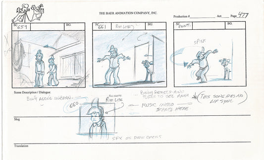 Annabelle's Wish Christmas Cartoon Animation Production Storyboard Cow from FOX 1997 A-028
