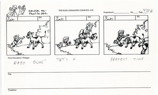 Annabelle's Wish Christmas Cartoon Animation Production Storyboard Cow from FOX 1997 A-030