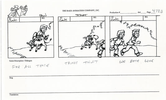 Annabelle's Wish Christmas Cartoon Animation Production Storyboard Cow from FOX 1997 A-031