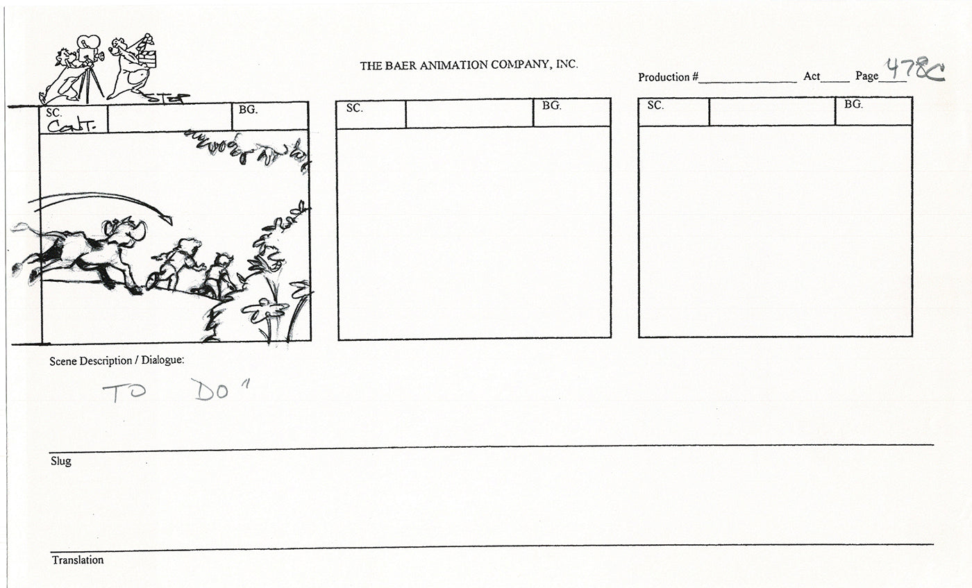 Annabelle's Wish Christmas Cartoon Animation Production Storyboard Cow from FOX 1997 A-032