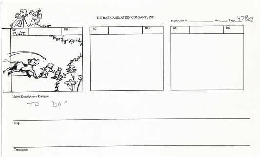 Annabelle's Wish Christmas Cartoon Animation Production Storyboard Cow from FOX 1997 A-032