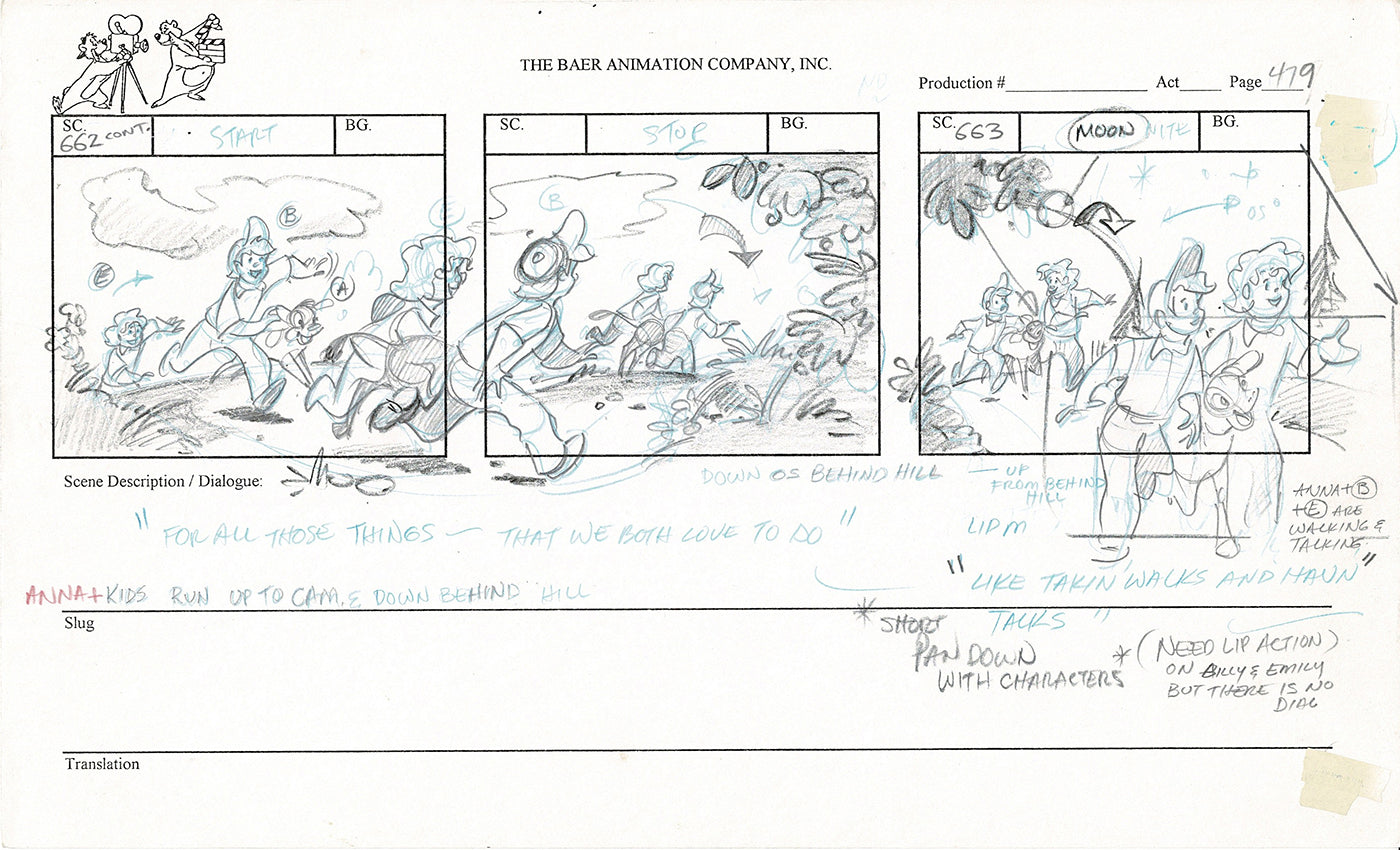 Annabelle's Wish Christmas Cartoon Animation Production Storyboard Cow from FOX 1997 A-033