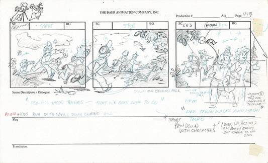 Annabelle's Wish Christmas Cartoon Animation Production Storyboard Cow from FOX 1997 A-033