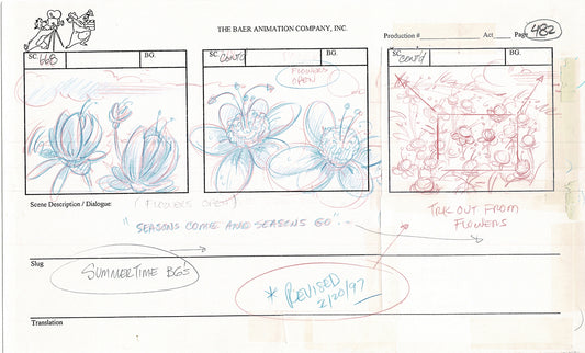 Annabelle's Wish Christmas Cartoon Animation Production Storyboard Cow from FOX 1997 A-037