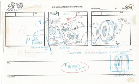 Annabelle's Wish Christmas Cartoon Animation Production Storyboard Cow from FOX 1997 A-038