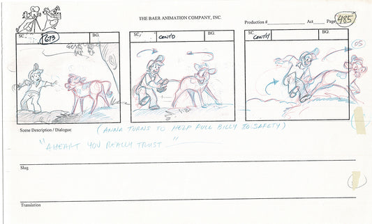 Annabelle's Wish Christmas Cartoon Animation Production Storyboard Cow from FOX 1997 A-040