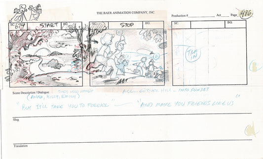 Annabelle's Wish Christmas Cartoon Animation Production Storyboard Cow from FOX 1997 A-041