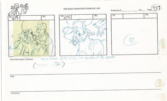 Annabelle's Wish Christmas Cartoon Animation Production Storyboard Cow from FOX 1997 A-042