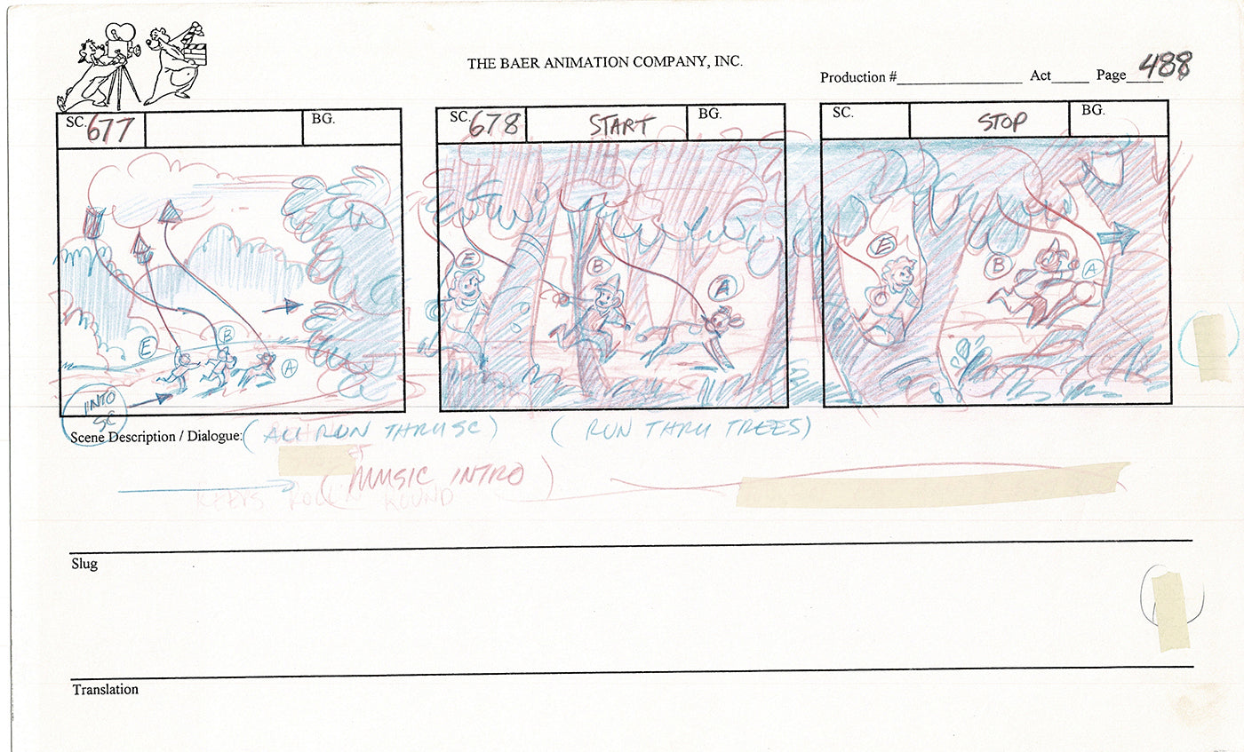 Annabelle's Wish Christmas Cartoon Animation Production Storyboard Cow from FOX 1997 A-043
