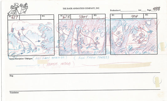 Annabelle's Wish Christmas Cartoon Animation Production Storyboard Cow from FOX 1997 A-043