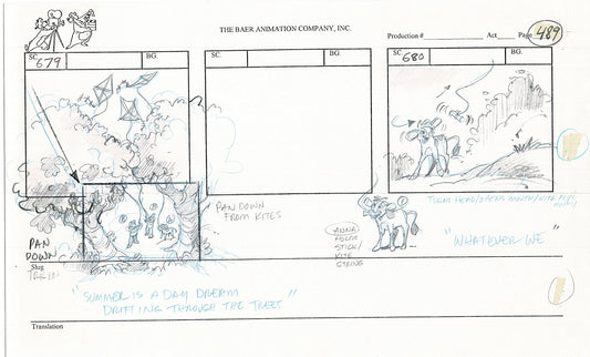 Annabelle's Wish Christmas Cartoon Animation Production Storyboard Cow from FOX 1997 A-044