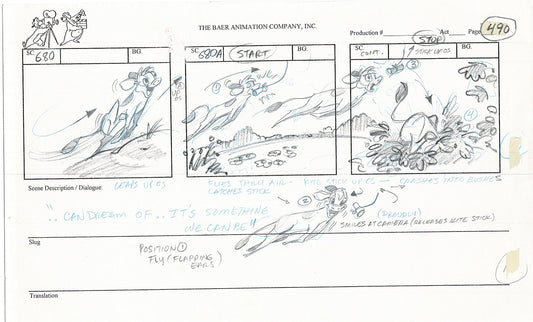 Annabelle's Wish Christmas Cartoon Animation Production Storyboard Cow from FOX 1997 A-045