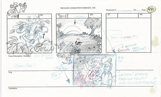 Annabelle's Wish Christmas Cartoon Animation Production Storyboard Cow from FOX 1997 A-046