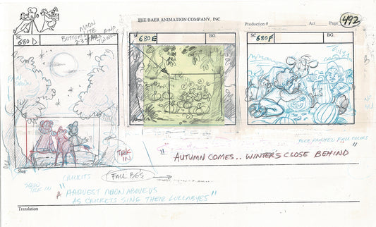 Annabelle's Wish Christmas Cartoon Animation Production Storyboard Cow from FOX 1997 A-047