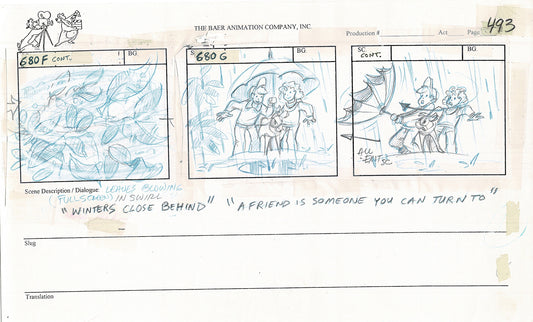Annabelle's Wish Christmas Cartoon Animation Production Storyboard Cow from FOX 1997 A-048
