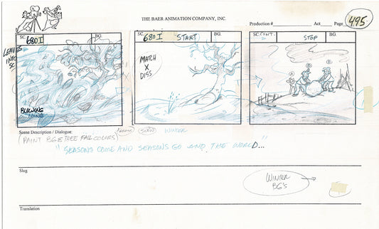 Annabelle's Wish Christmas Cartoon Animation Production Storyboard Cow from FOX 1997 A-050