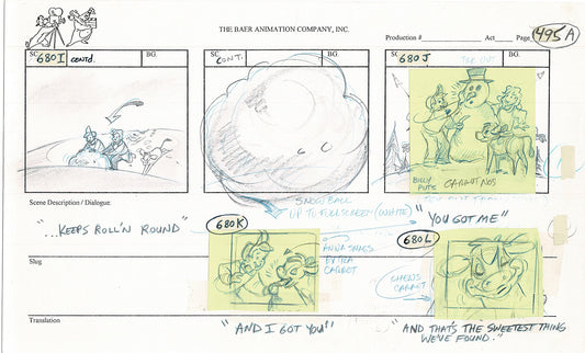Annabelle's Wish Christmas Cartoon Animation Production Storyboard Cow from FOX 1997 A-051