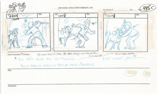 Annabelle's Wish Christmas Cartoon Animation Production Storyboard Cow from FOX 1997 A-053