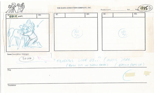 Annabelle's Wish Christmas Cartoon Animation Production Storyboard Cow from FOX 1997 A-054