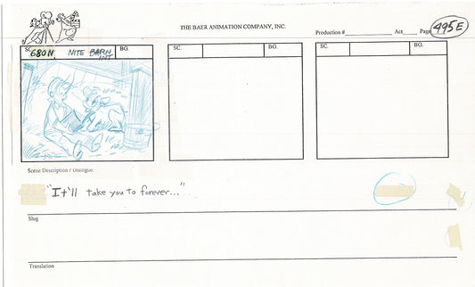 Annabelle's Wish Christmas Cartoon Animation Production Storyboard Cow from FOX 1997 A-055