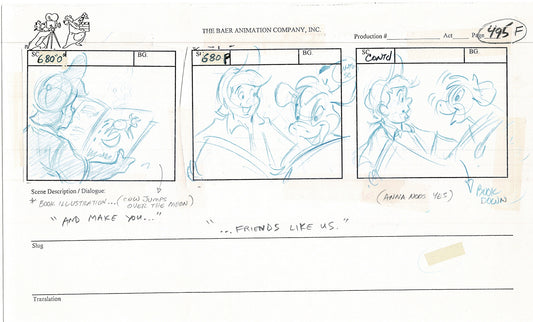 Annabelle's Wish Christmas Cartoon Animation Production Storyboard Cow from FOX 1997 A-056