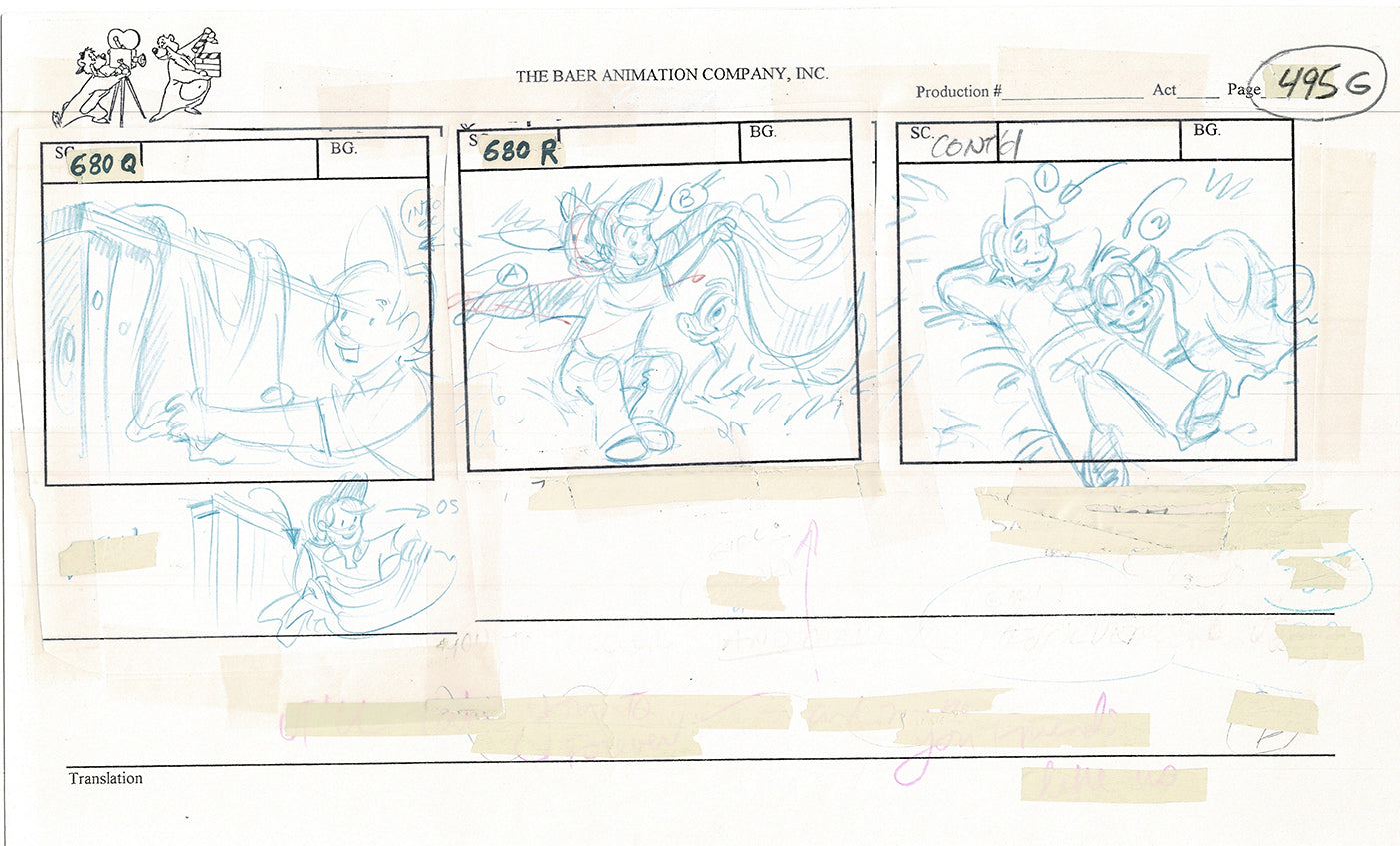 Annabelle's Wish Christmas Cartoon Animation Production Storyboard Cow from FOX 1997 A-057