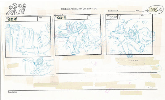 Annabelle's Wish Christmas Cartoon Animation Production Storyboard Cow from FOX 1997 A-057